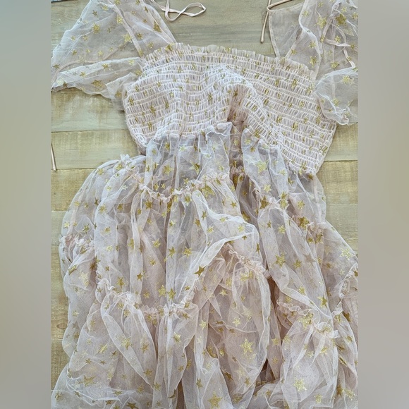 Free People Starbright Dress metallic gold bodice long tunic - Picture 11 of 16